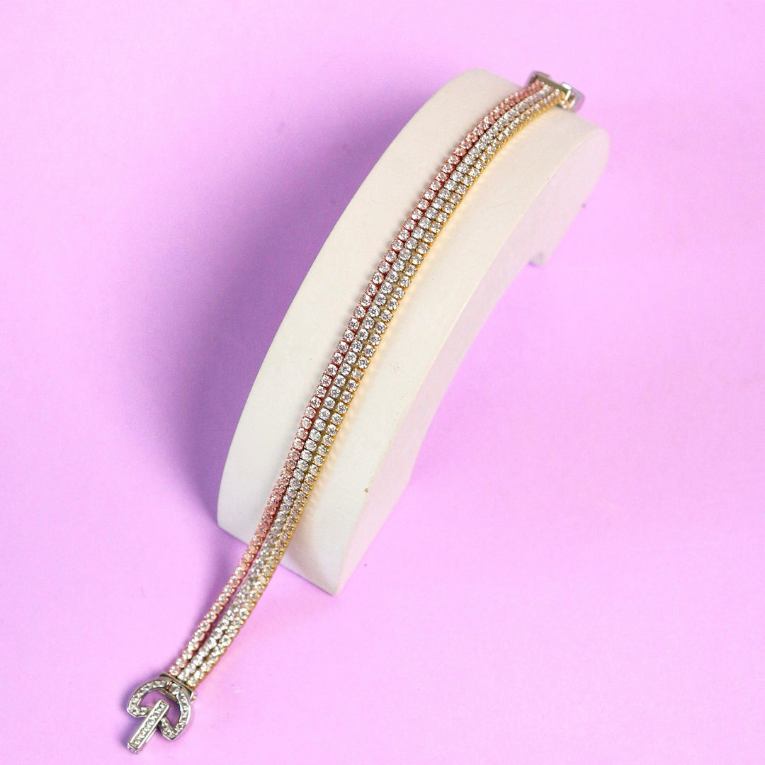 3 LINE CUBIC ZIRCONIA BRACELET - House Of Shikha