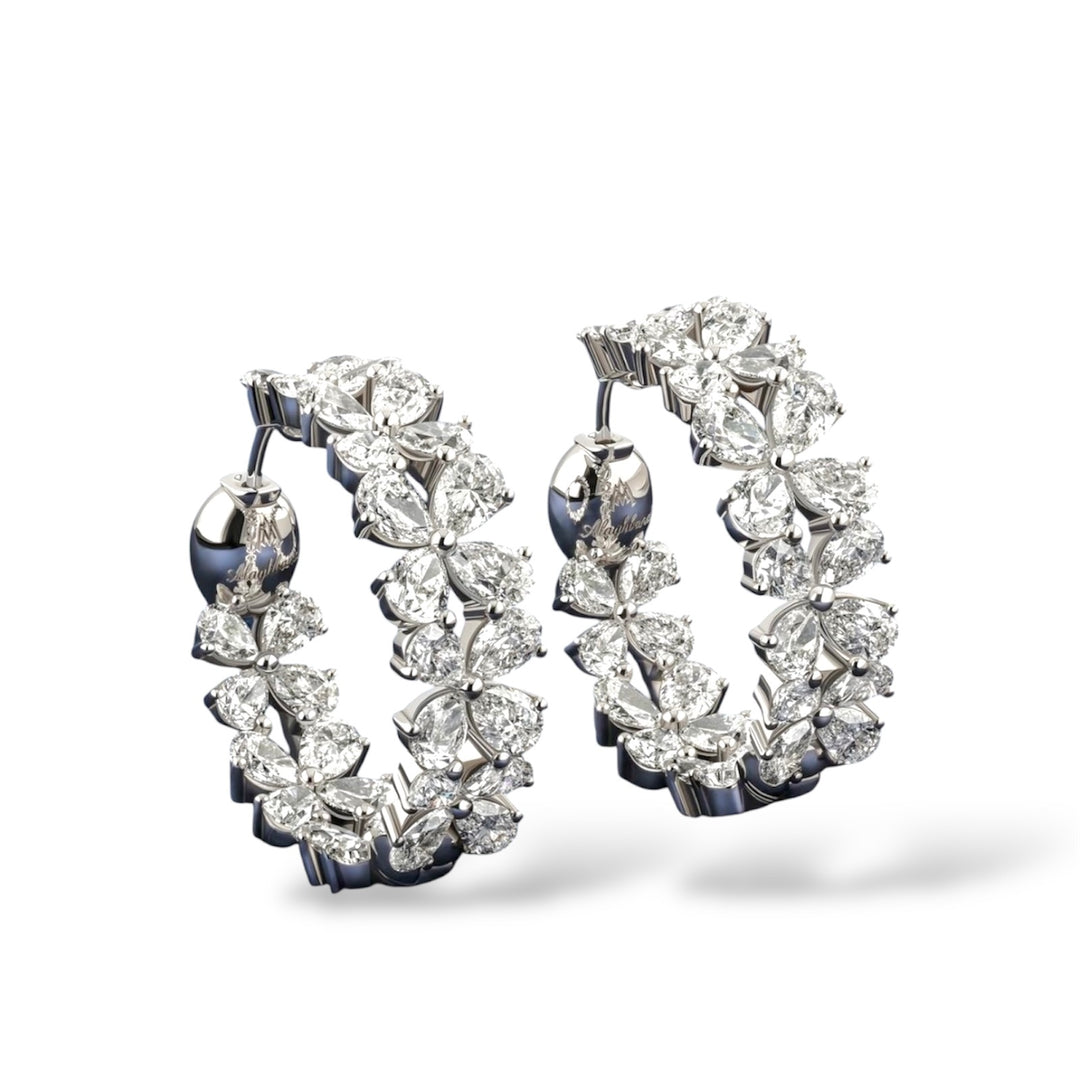 FLOWER DIAMONTE HOOP EARRINGS