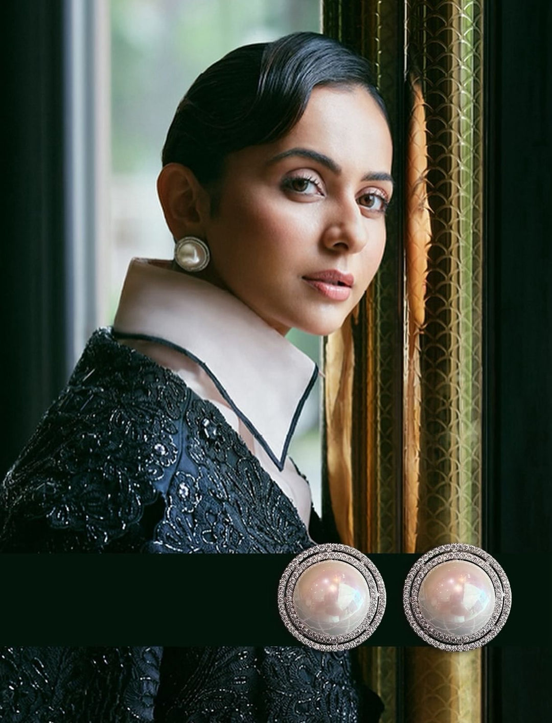 2 RIM PEARL EARRINGS