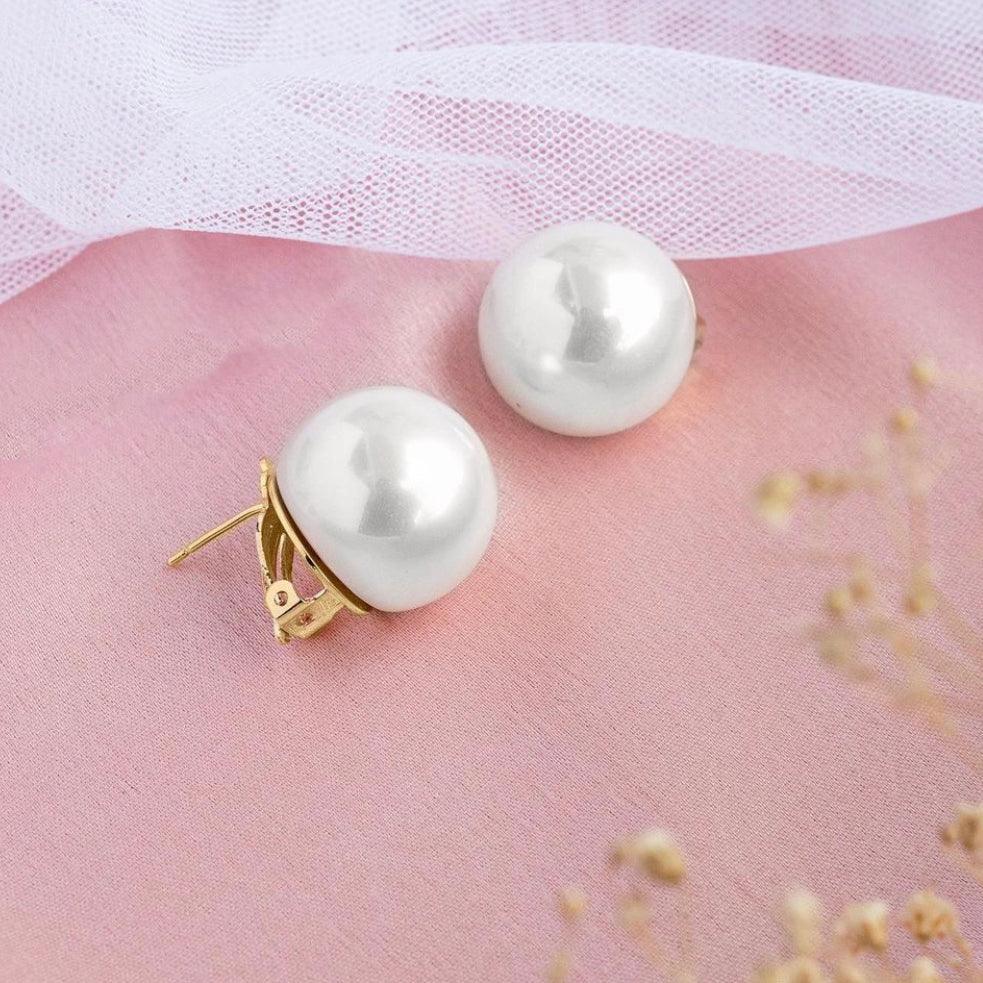 20MM PEARL EARRINGS WITH CLIP - House Of Shikha