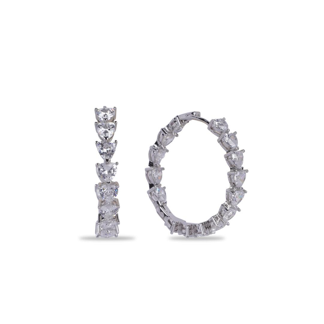 HEART - CZ HOOP EARRINGS - House Of Shikha