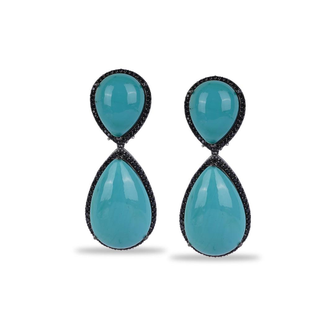 KEZIA - TURQUOISE DROP EARRINGS - House Of Shikha