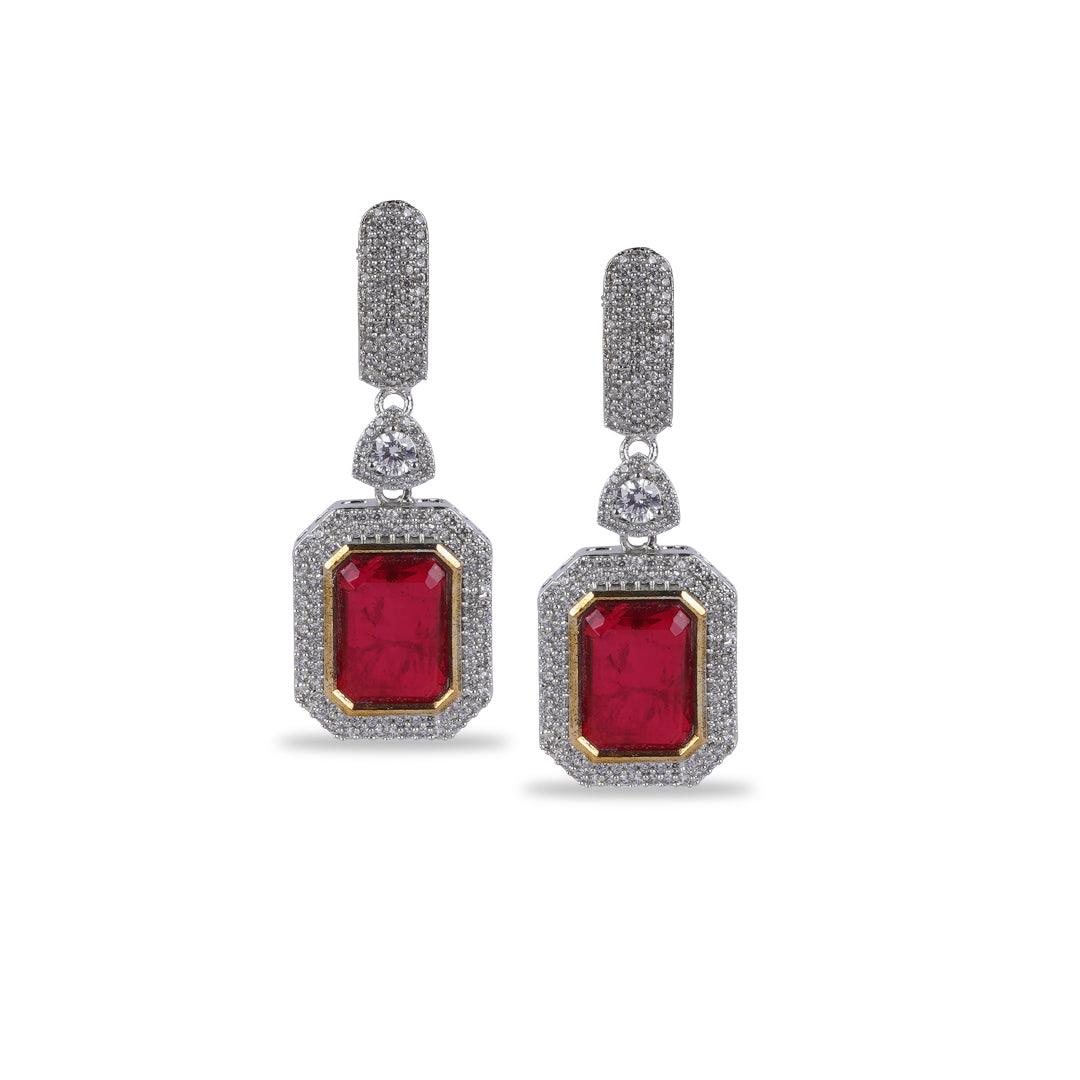 ALAANA - RED DOUBLET EARRINGS - House Of Shikha