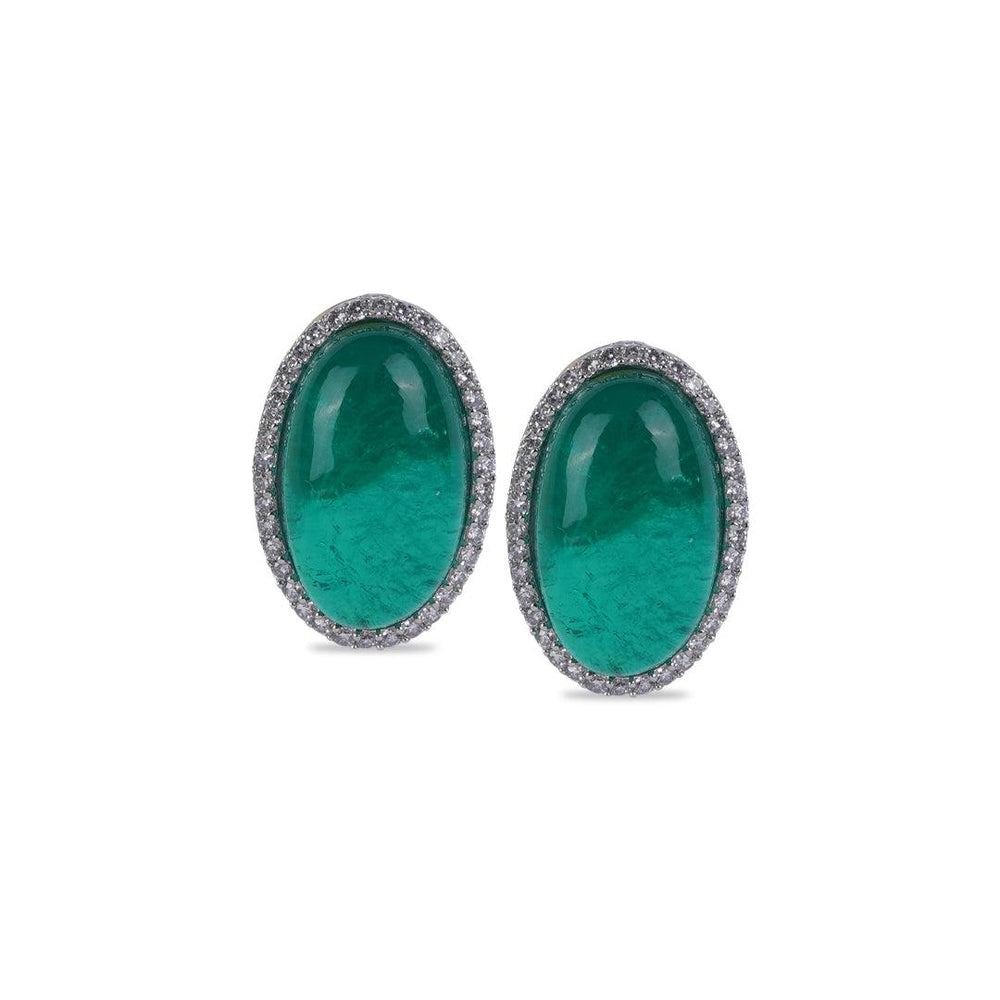 CARMI - GREEN DOUBLET STUD EARRINGS - House Of Shikha