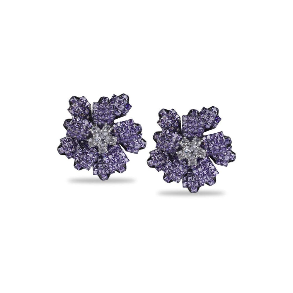 VAANI 3D PURPLE CZ EARRINGS - House Of Shikha