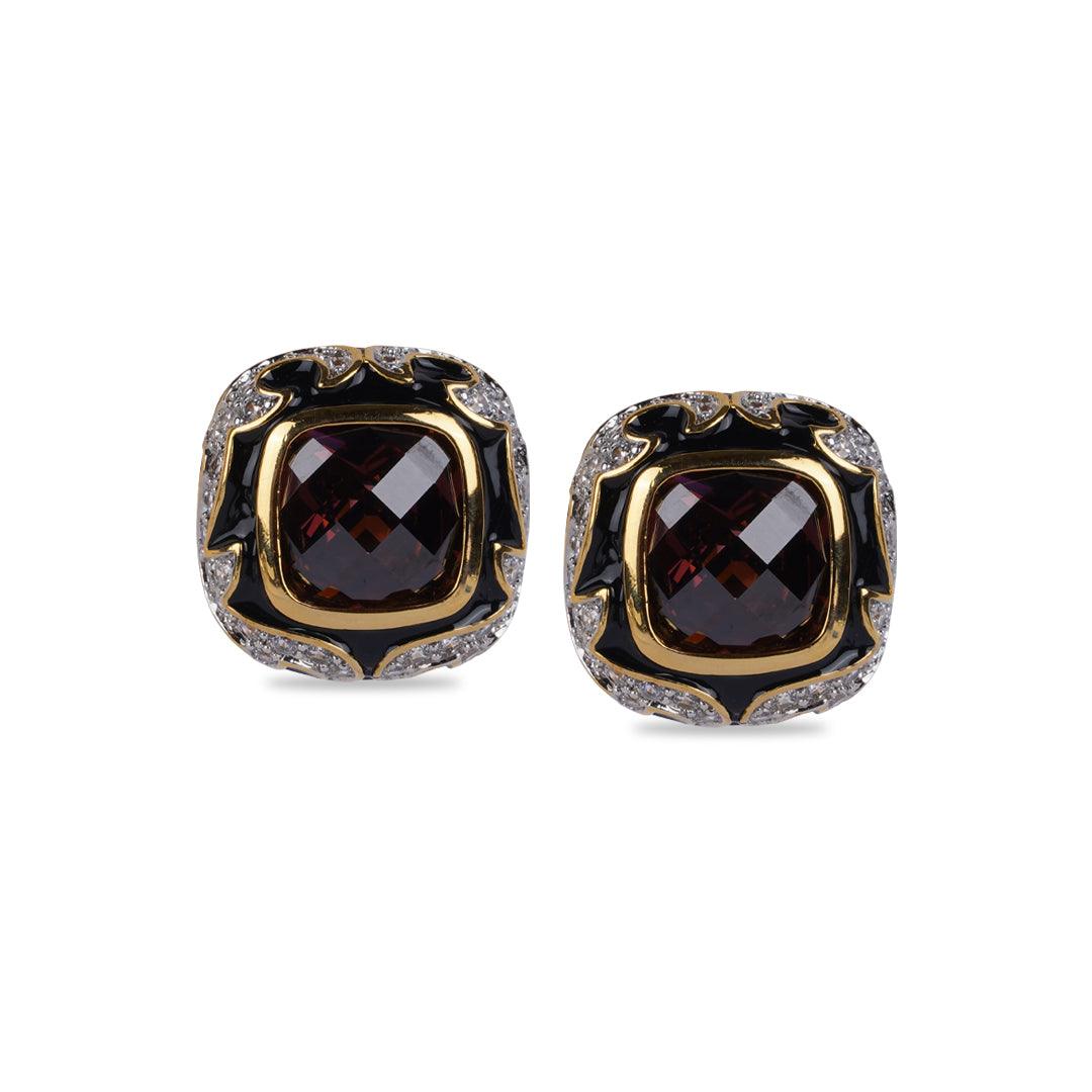 SHUA - ENAMEL CZ EARRINGS - House Of Shikha