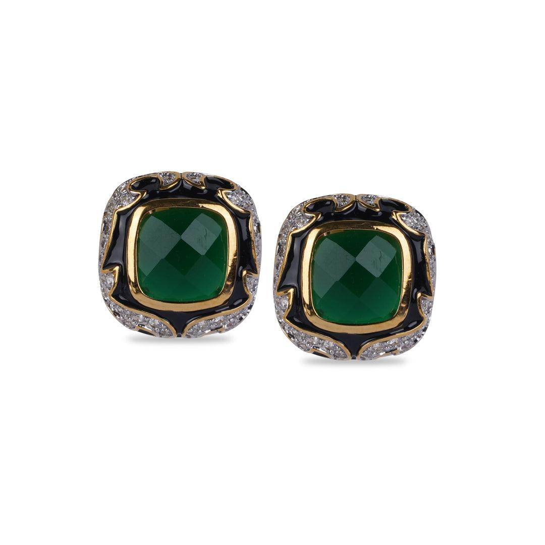 SHUA - ENAMEL CZ EARRINGS - House Of Shikha