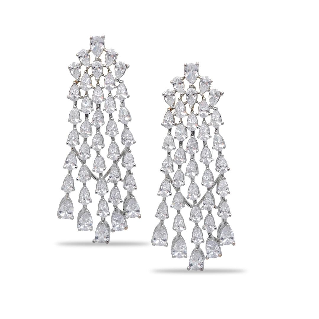 WATERFALL - CZ DANGLER EARRINGS - House Of Shikha