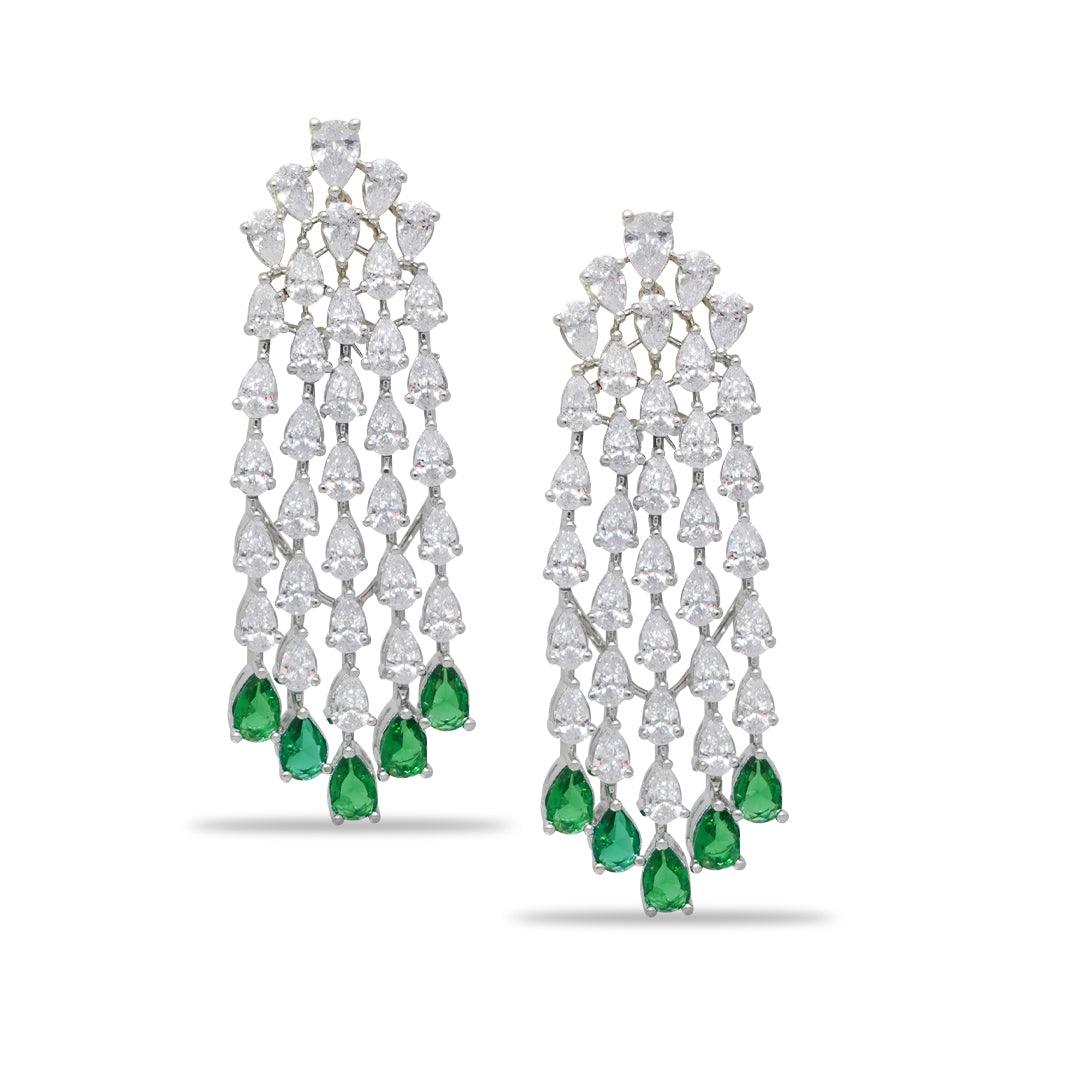 WATERFALL - CZ DANGLER EARRINGS - House Of Shikha