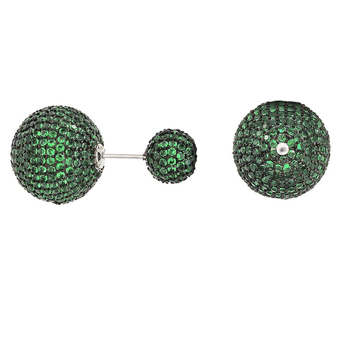 DISCO BALL - GREEN CZ EARRINGS - House Of Shikha