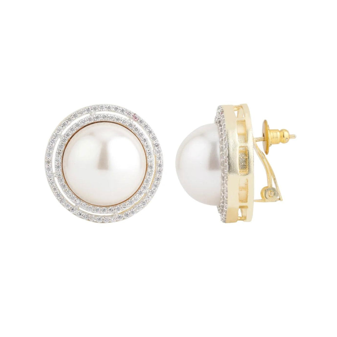 2 RIM PEARL EARRINGS - House Of Shikha