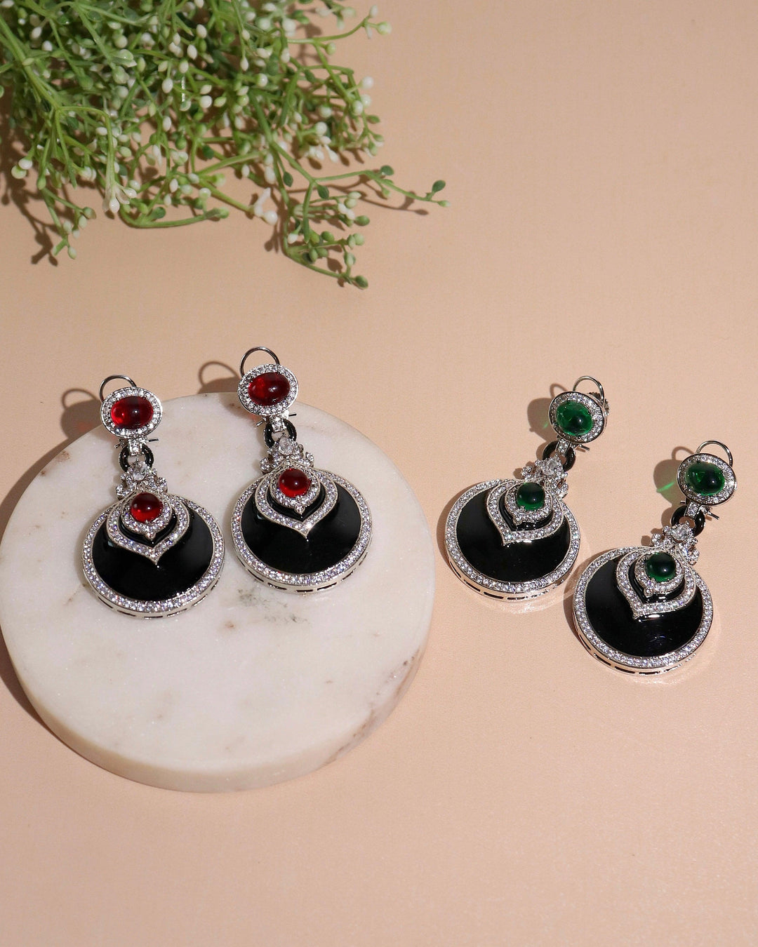 FELIXA BLACK ENAMEL EARRINGS - House Of Shikha