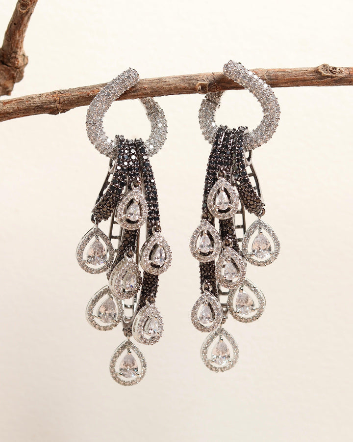 3 TIER - CZ EARRINGS - House Of Shikha