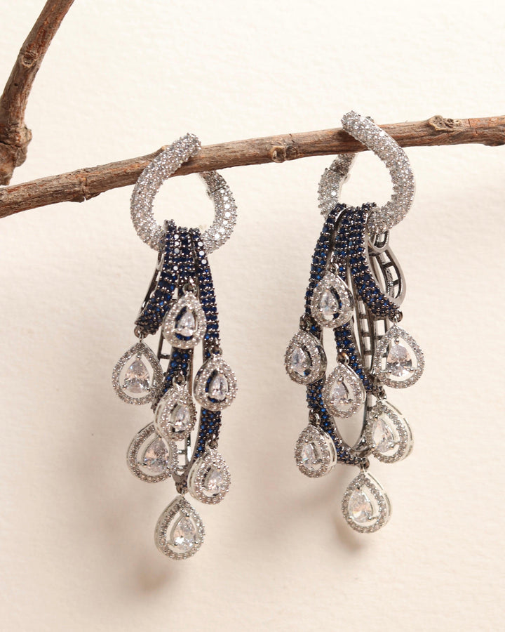 3 TIER - CZ EARRINGS - House Of Shikha