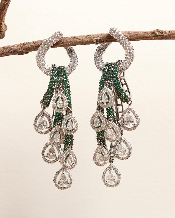 3 TIER - CZ EARRINGS - House Of Shikha