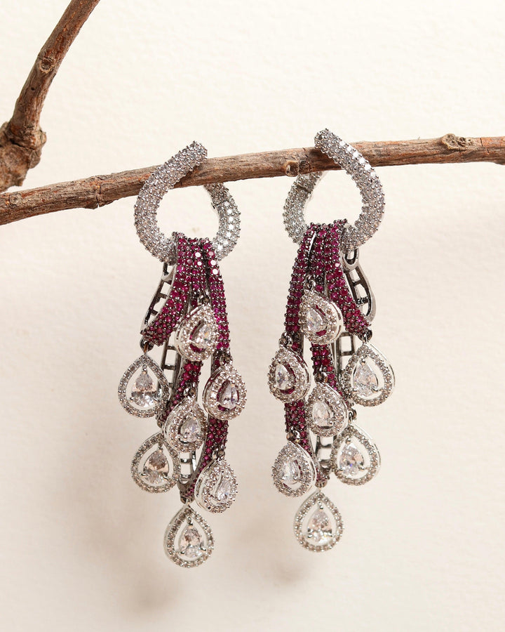 3 TIER - CZ EARRINGS - House Of Shikha