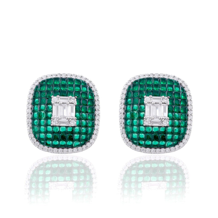 PUNYA INVISIBLE SETTING SQUARE EARRINGS - House Of Shikha