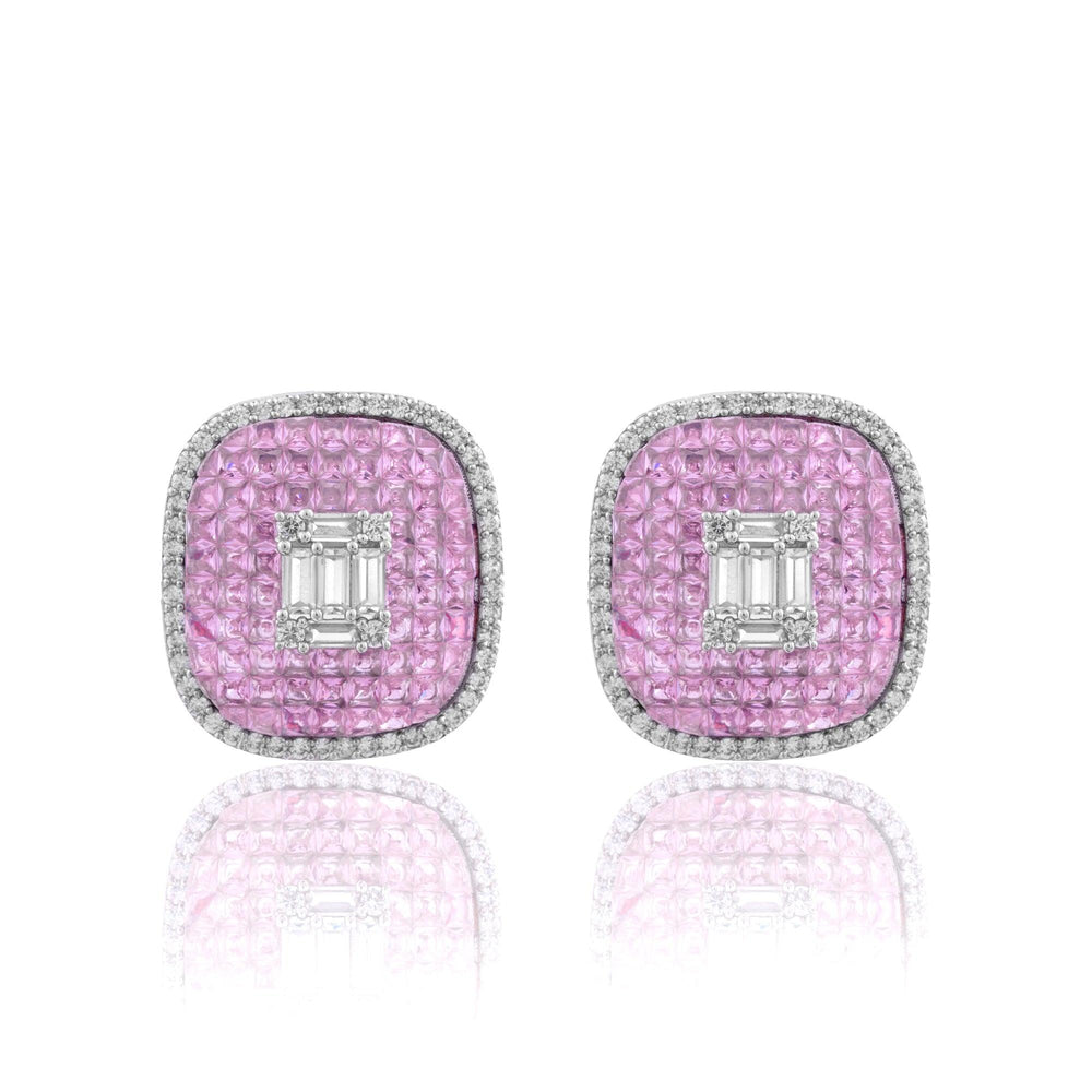 PUNYA INVISIBLE SETTING SQUARE EARRINGS - House Of Shikha