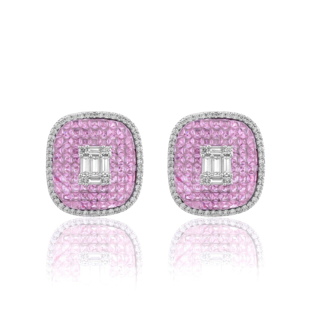 PUNYA INVISIBLE SETTING SQUARE EARRINGS - House Of Shikha