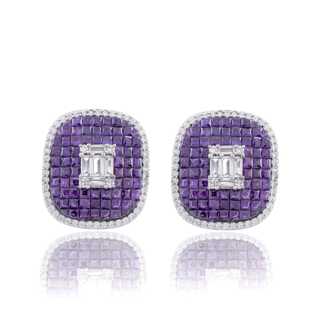 PUNYA INVISIBLE SETTING SQUARE EARRINGS - House Of Shikha