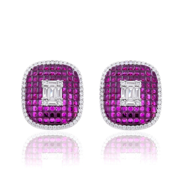 PUNYA INVISIBLE SETTING SQUARE EARRINGS - House Of Shikha