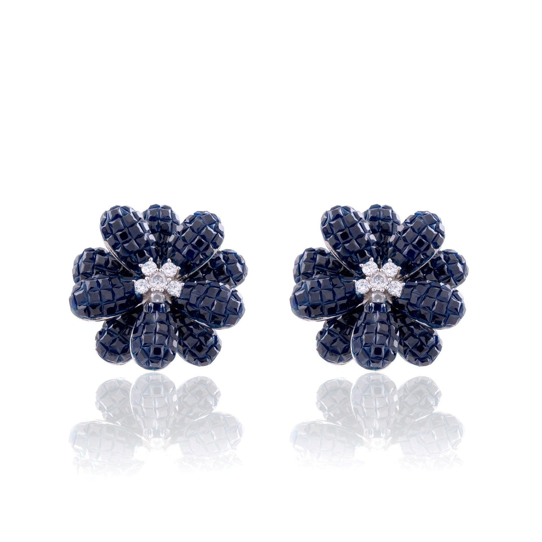 OVERSIZED KATE FLORAL INVISIBLE DIAMOND STUDS - House Of Shikha