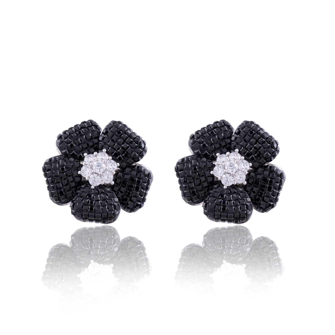 KATE FLORAL INVISIBLE DIAMOND STUDS - House Of Shikha