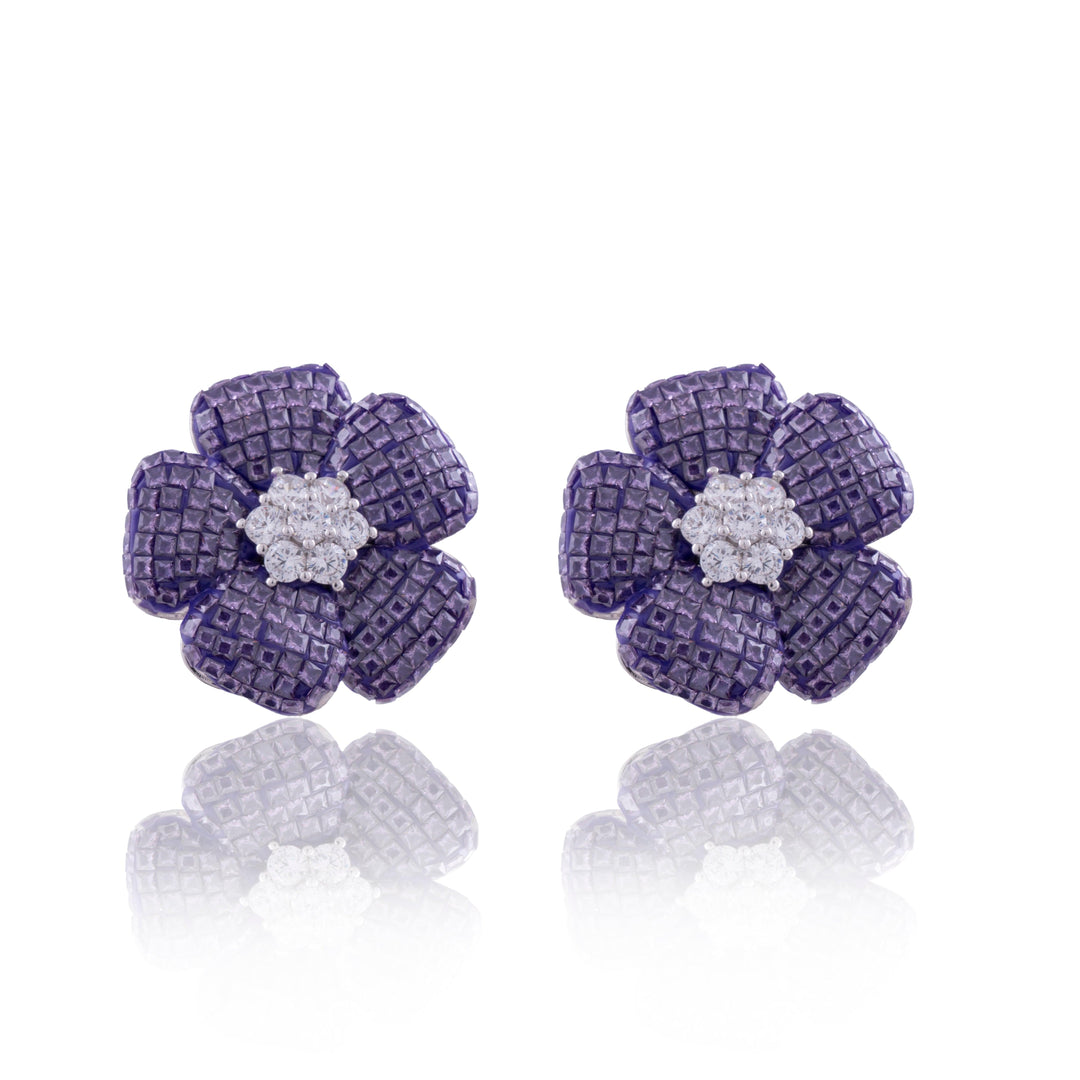 KATE FLORAL INVISIBLE DIAMOND STUDS - House Of Shikha