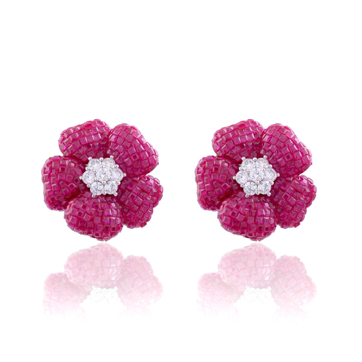 KATE FLORAL INVISIBLE DIAMOND STUDS - House Of Shikha