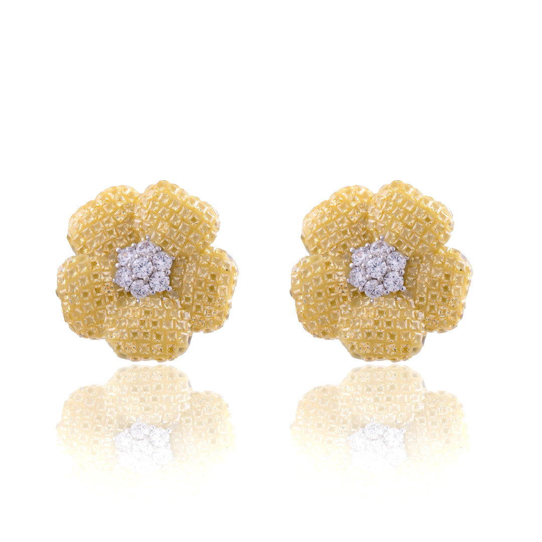 KATE FLORAL INVISIBLE DIAMOND STUDS - House Of Shikha