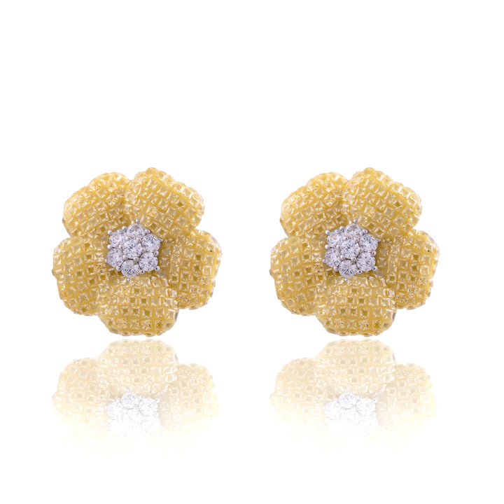 KATE FLORAL INVISIBLE DIAMOND STUDS - House Of Shikha