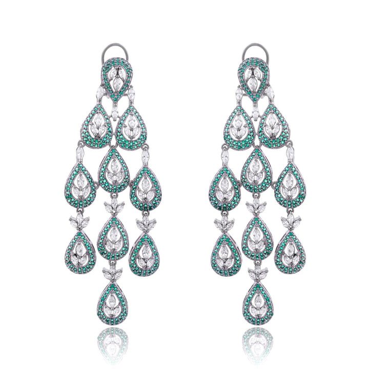 KIERA OVERSIZED DIAMOND DANGLER EARRINGS - House Of Shikha