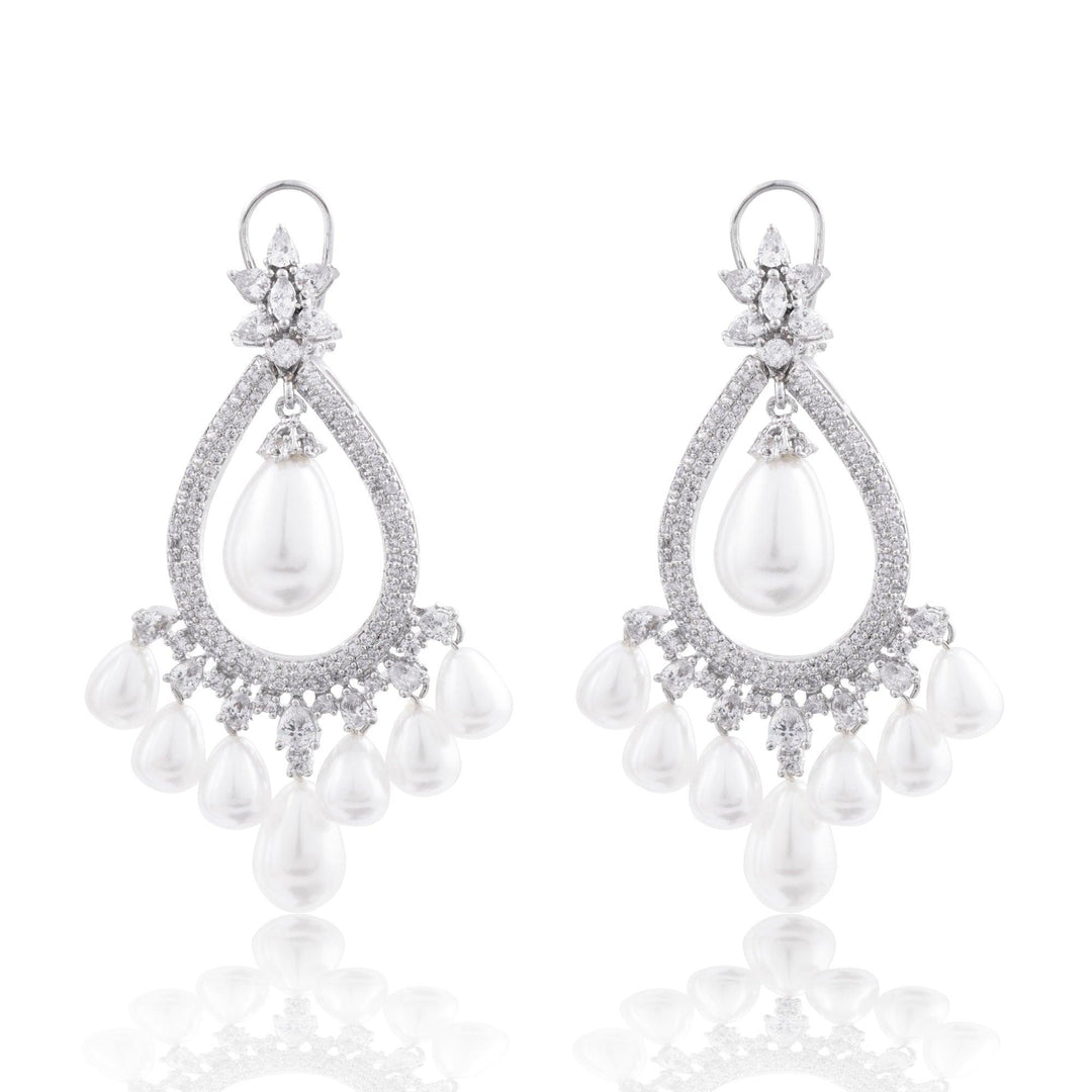 PEARL TEARDROP CARVED EARRINGS - House Of Shikha