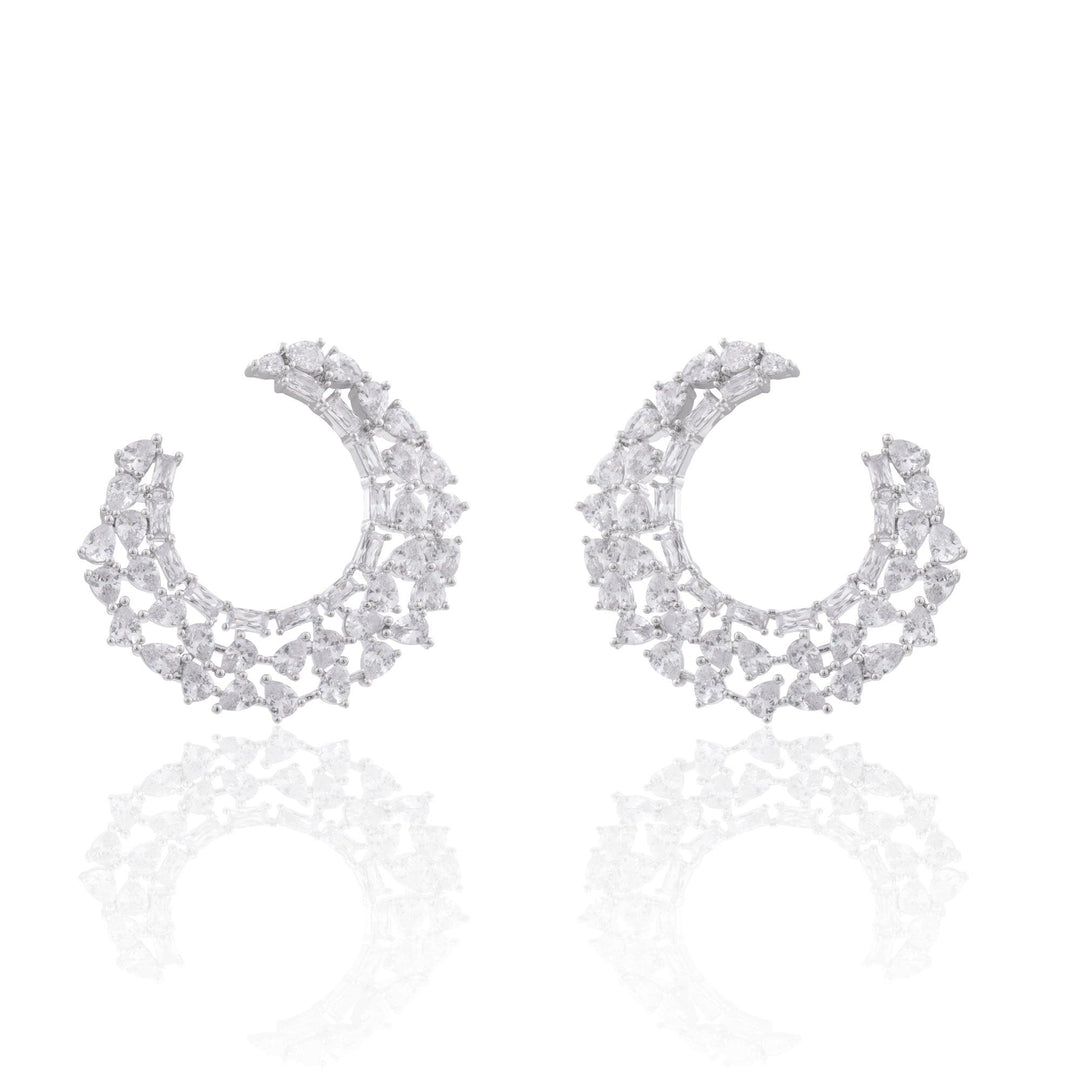 MIX SHAPE C SHAPE DIAMOND EARRINGS - House Of Shikha