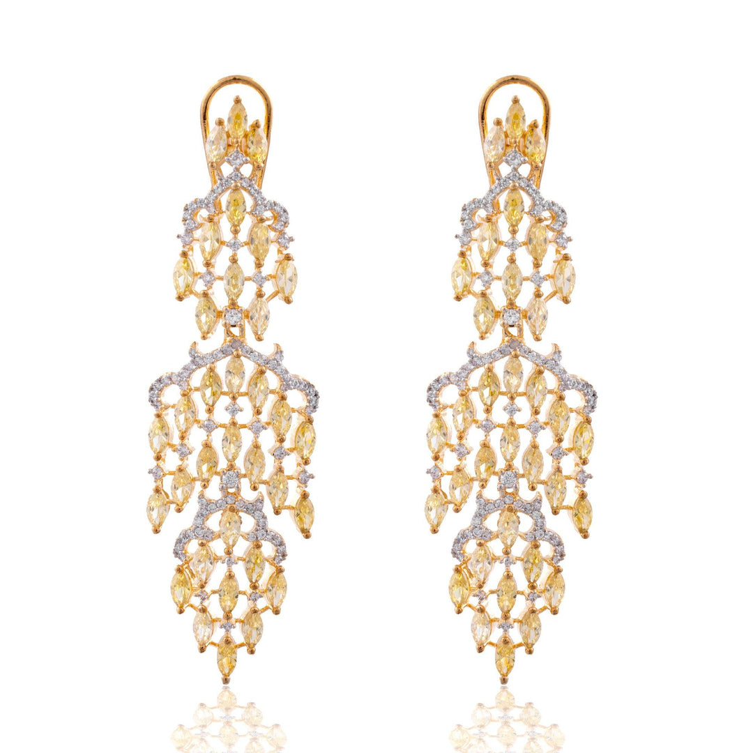 CANARY MARQUISE CLUSTER DANGLER EARRINGS - House Of Shikha