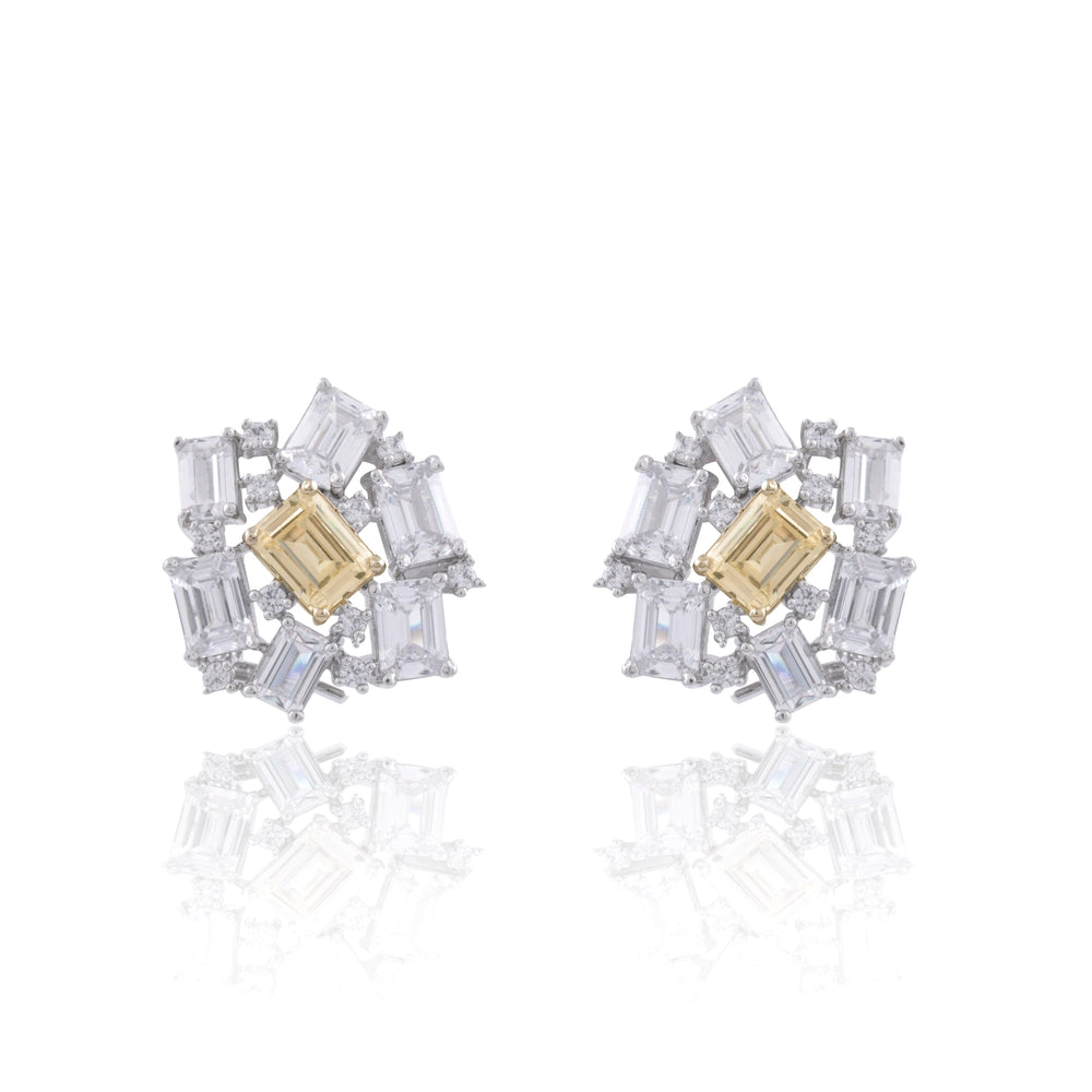 DASTUR EMERALD & CITRINE CLUSTER EARRINGS - House Of Shikha