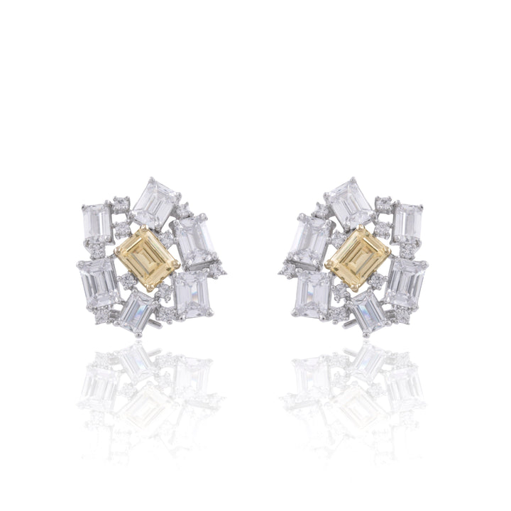 DASTUR EMERALD & CITRINE CLUSTER EARRINGS - House Of Shikha