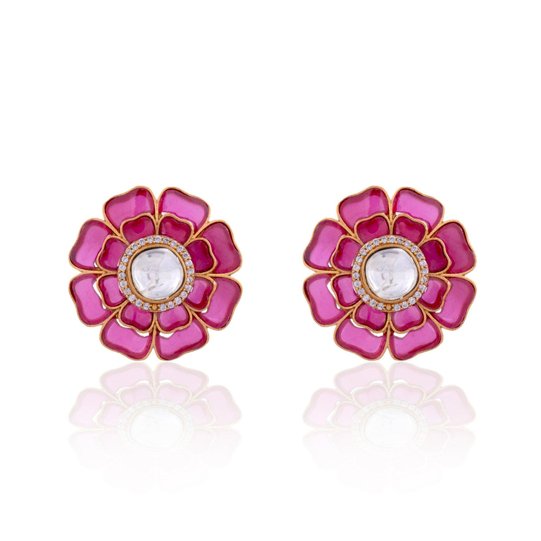 RUBY FLORAL EARRINGS - House Of Shikha