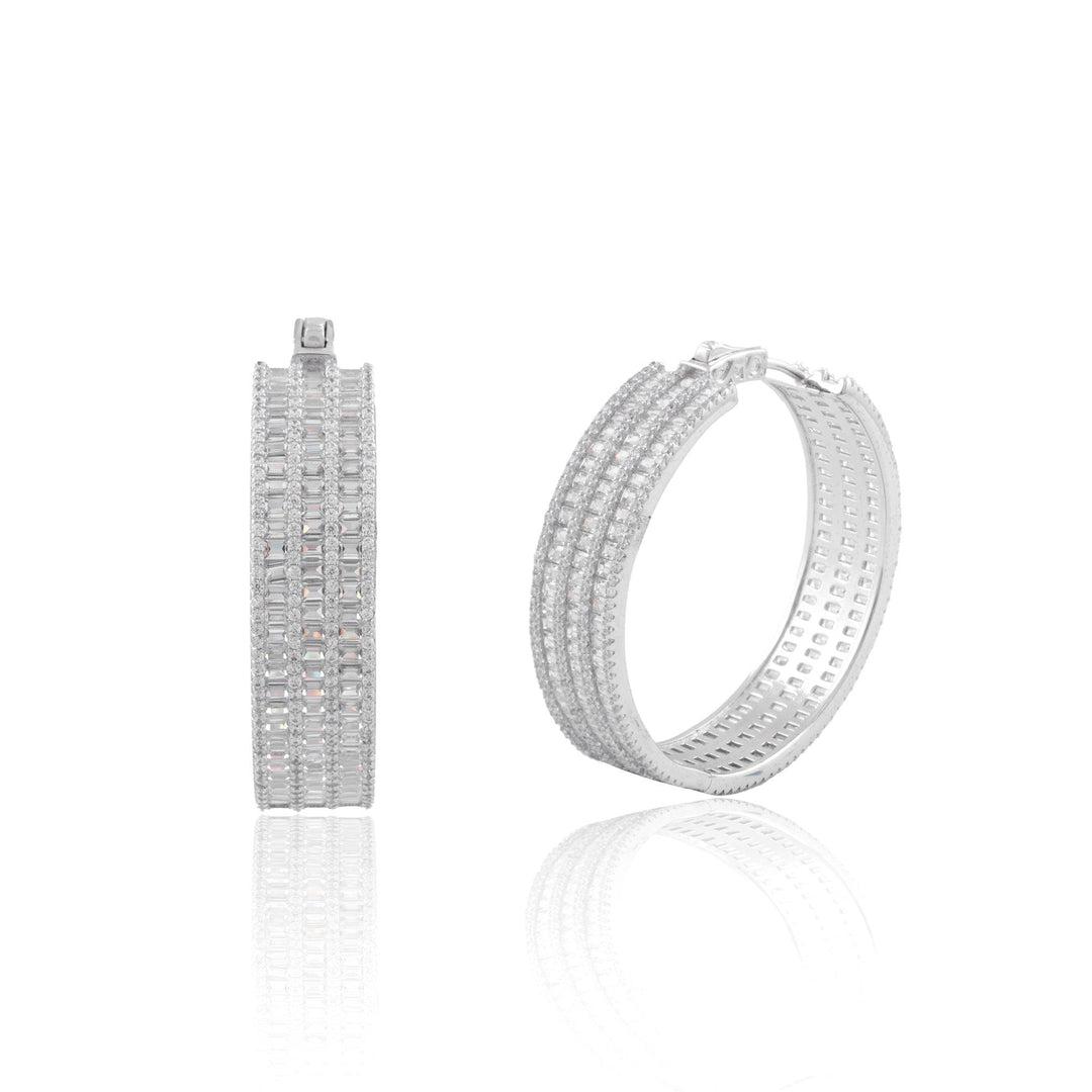 OVERSIZED BAGUETTE 3 LINE HOOP EARRINGS - House Of Shikha