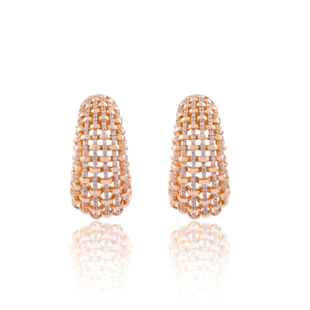 GOLD DIAMOND CLUSTER HOOP EARRINGS - House Of Shikha