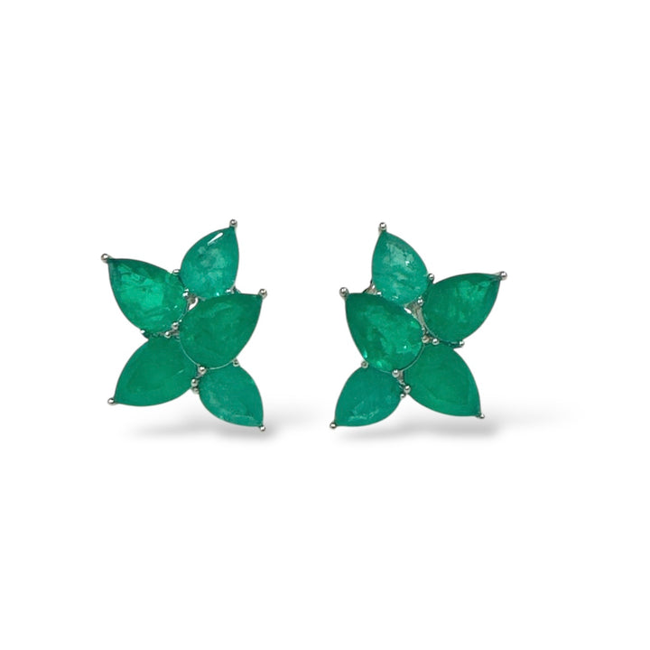 EMERALD PEAR SHAPE STUD EARRINGS