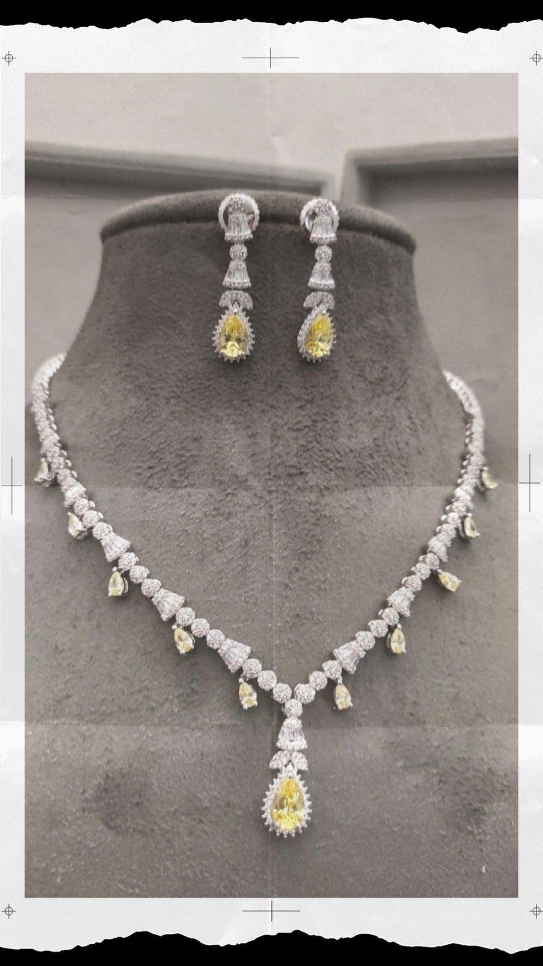 SCARLETT - YELLOW CZ NECKLACE SET - House Of Shikha