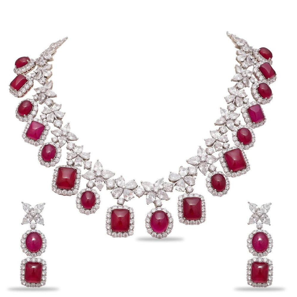 TAAHIRA - CZ NECKLACE SET - House Of Shikha