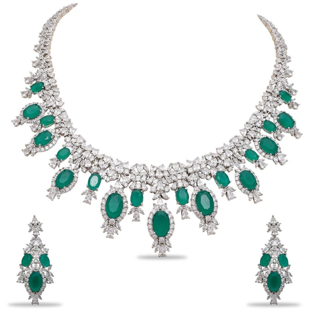 NASRIN - CZ NECKLACE SET - House Of Shikha