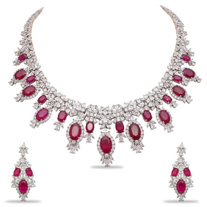 NASRIN - CZ NECKLACE SET - House Of Shikha