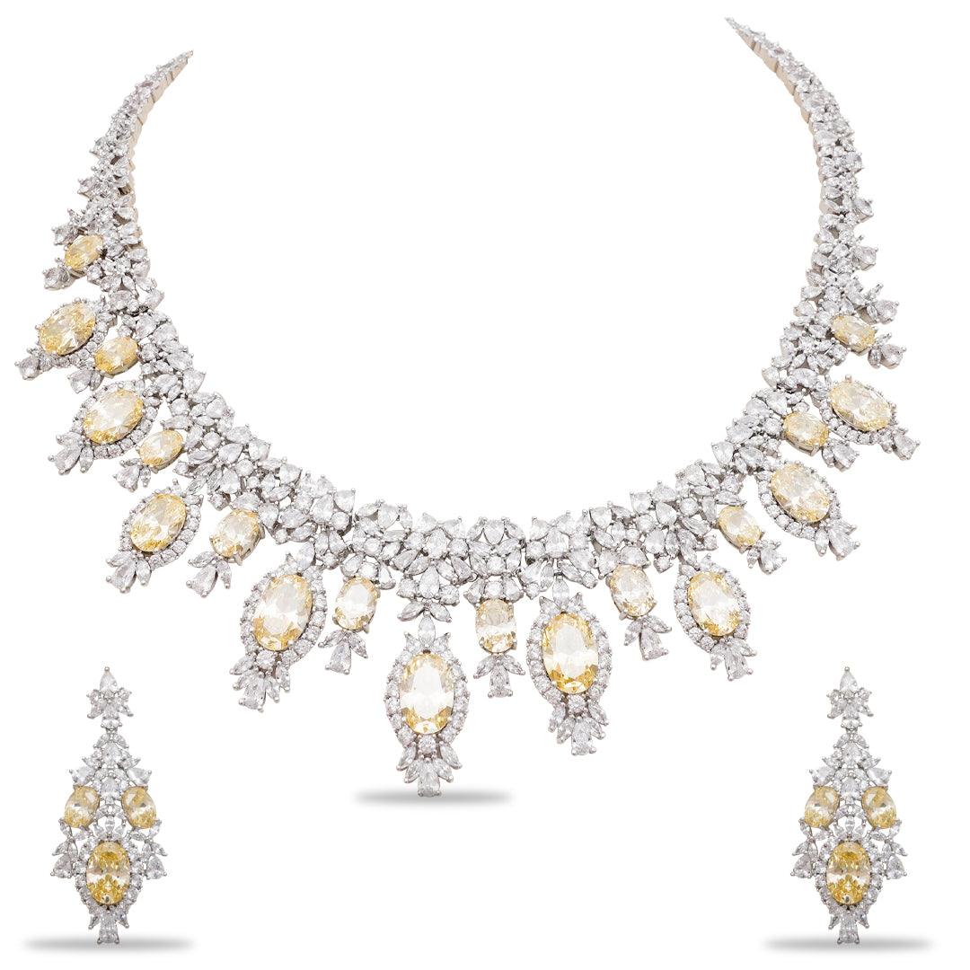 NASRIN - CZ NECKLACE SET - House Of Shikha