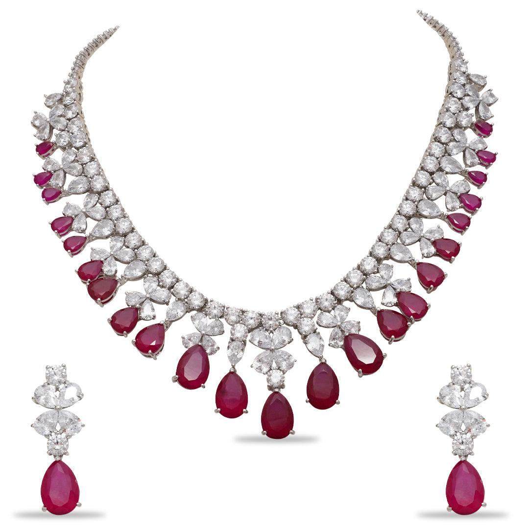 PRANYA -CZ NECKLACE SET - House Of Shikha