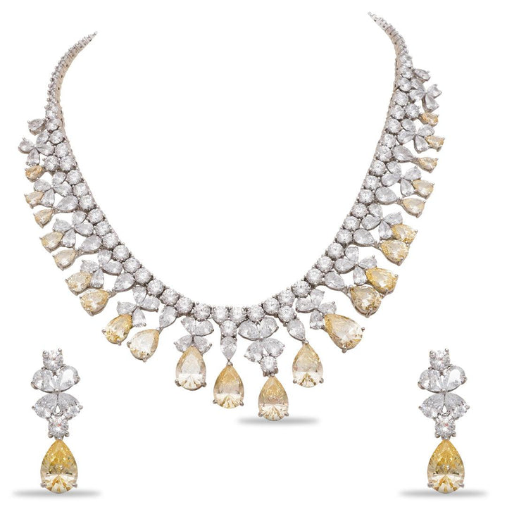 PRANYA -CZ NECKLACE SET - House Of Shikha