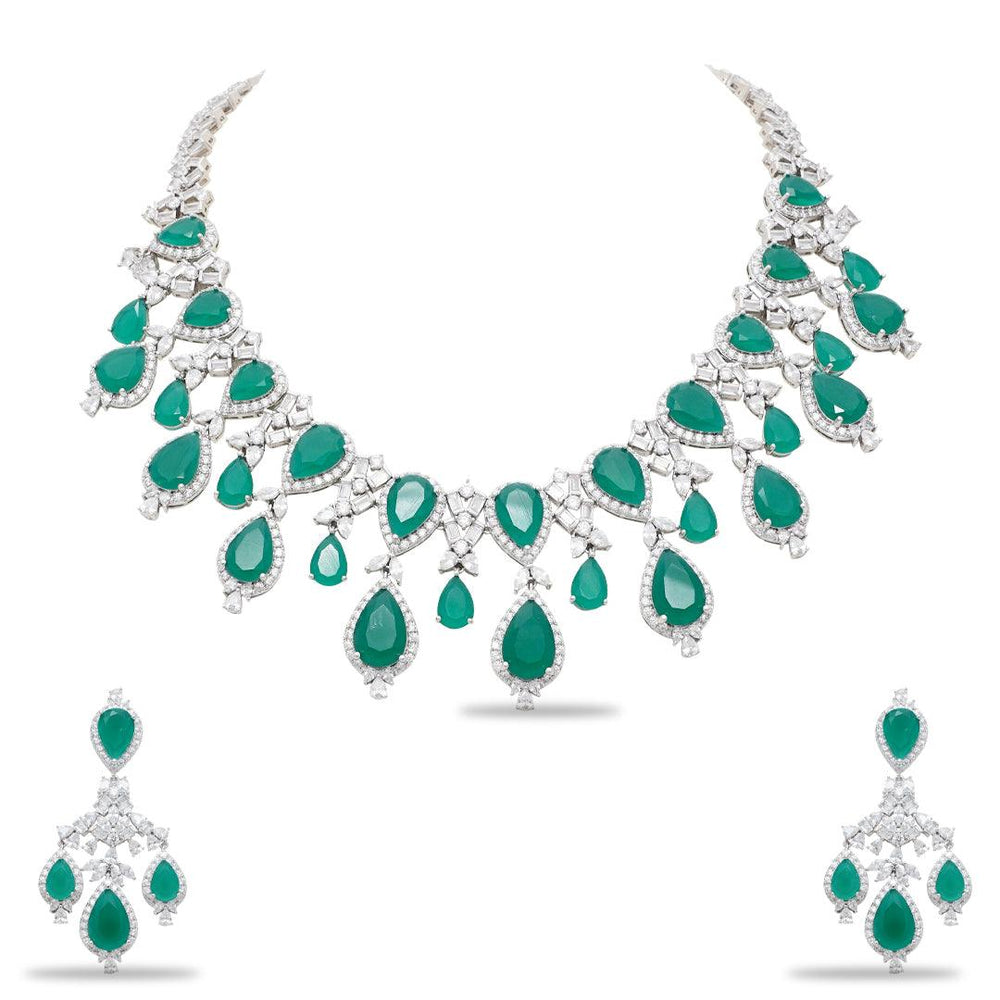 PREETIJ - CZ NECKLACE SET - House Of Shikha