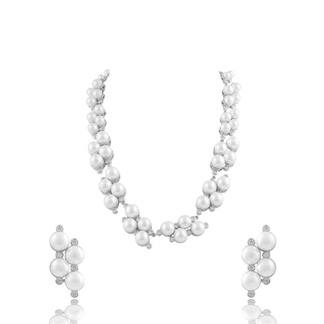 SEETZ - PEARL & DIAMOND NECKLACE SET - House Of Shikha